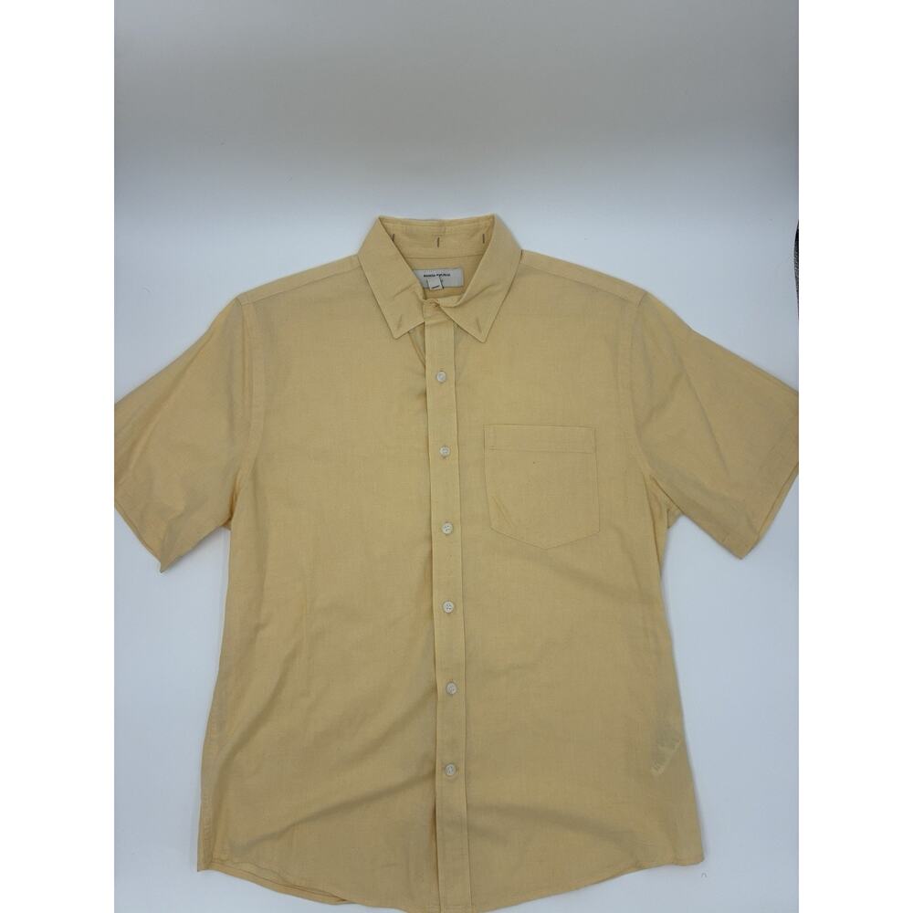 Banana Republic Slim Fit Linen Beige Button-Up Shirt Men's Short Sleeve Size S